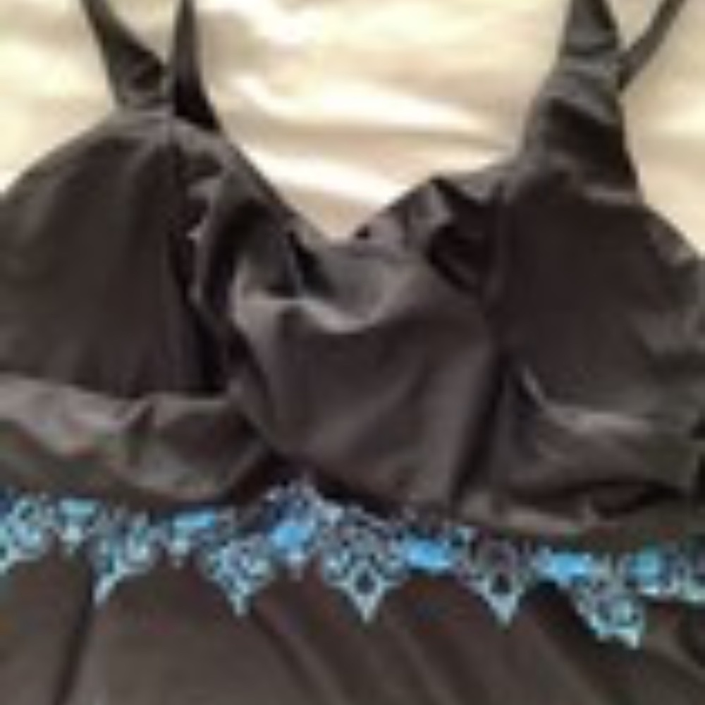 Hanna Nikole Black Turquoise Blue Tankini Top Sz 18W - Picture 9 of 11